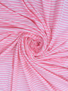 Tickle Me Pink/White Cotton/Polyester Horizontal Stripe Weave Interlock Knit 62W