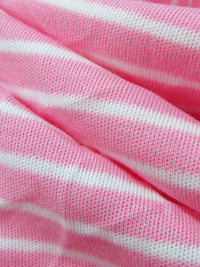 Tickle Me Pink/White Cotton/Polyester Horizontal Stripe Weave Interlock Knit 62W