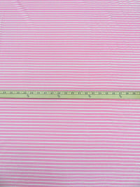 Tickle Me Pink/White Cotton/Polyester Horizontal Stripe Weave Interlock Knit 62W