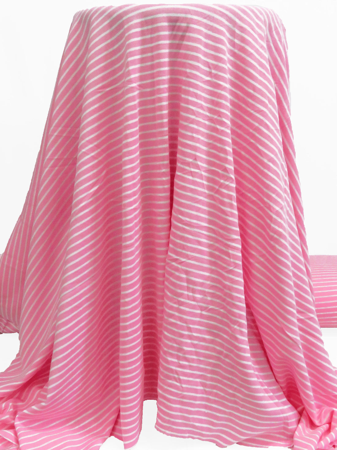 Tickle Me Pink/White Cotton/Polyester Horizontal Stripe Weave Interlock Knit 62W