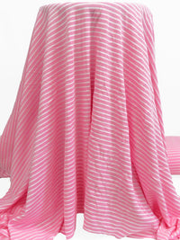 Tickle Me Pink/White Cotton/Polyester Horizontal Stripe Weave Interlock Knit 62W