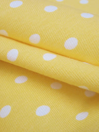 Sunflower/White Cotton/Lycra Polka Dot Print Jersey Knit 60W