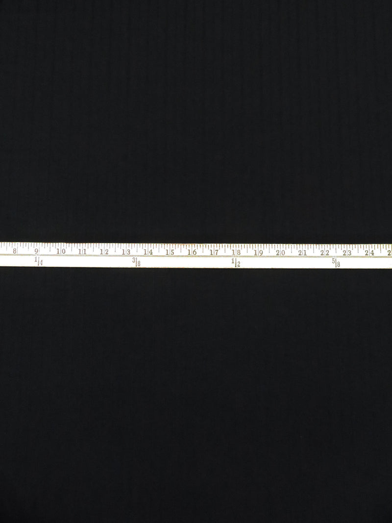 Black Polyester/Lycra Raised Vertical Stripe Weave Stretch Suiting 58W