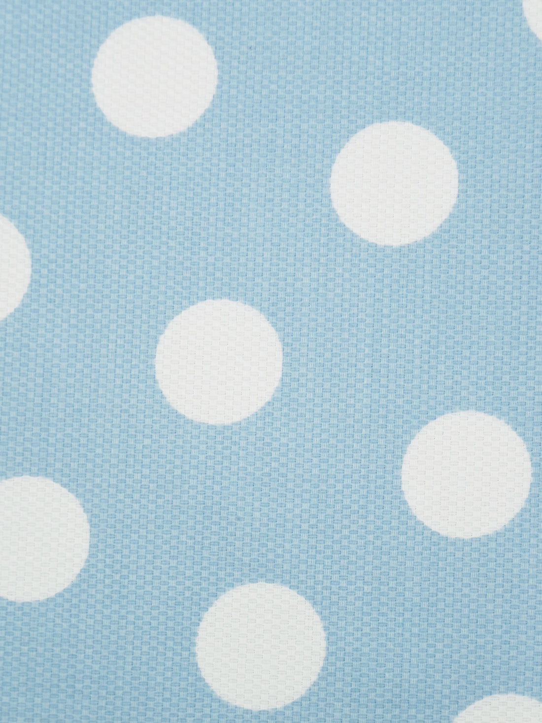 Sky Blue/White Cotton/Polyester Large Polka Dot Print Pique Bottom Weight Woven 60W