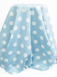 Sky Blue/White Cotton/Polyester Large Polka Dot Print Pique Bottom Weight Woven 60W