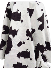 White/Very Dark Liver/Pastel Lavender/Black 100% Cotton Abstract Cow Print Twill - NY Designer - 56W