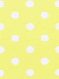 Canary Yellow/White Cotton/Lycra Polka Dot Print Jersey Knit 60W