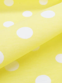 Canary Yellow/White Cotton/Lycra Polka Dot Print Jersey Knit 60W