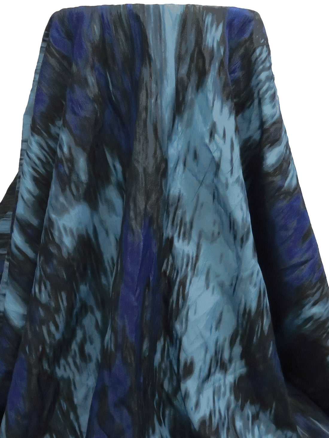 Moonstone Blue/Black/Midnight Blue Polyester/Rayon/Metallic Abstract Print Crinkle Taffeta - NY Designer - 56W