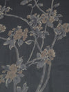 SOLD BY THE PANEL ONLY - Black/Stone Taupe/Muted Chocolate Brown/Multi 100% Silk Double Floral Branches Print Chiffon 53W