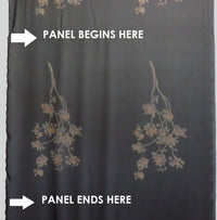 SOLD BY THE PANEL ONLY - Black/Stone Taupe/Muted Chocolate Brown/Multi 100% Silk Double Floral Branches Print Chiffon 53W