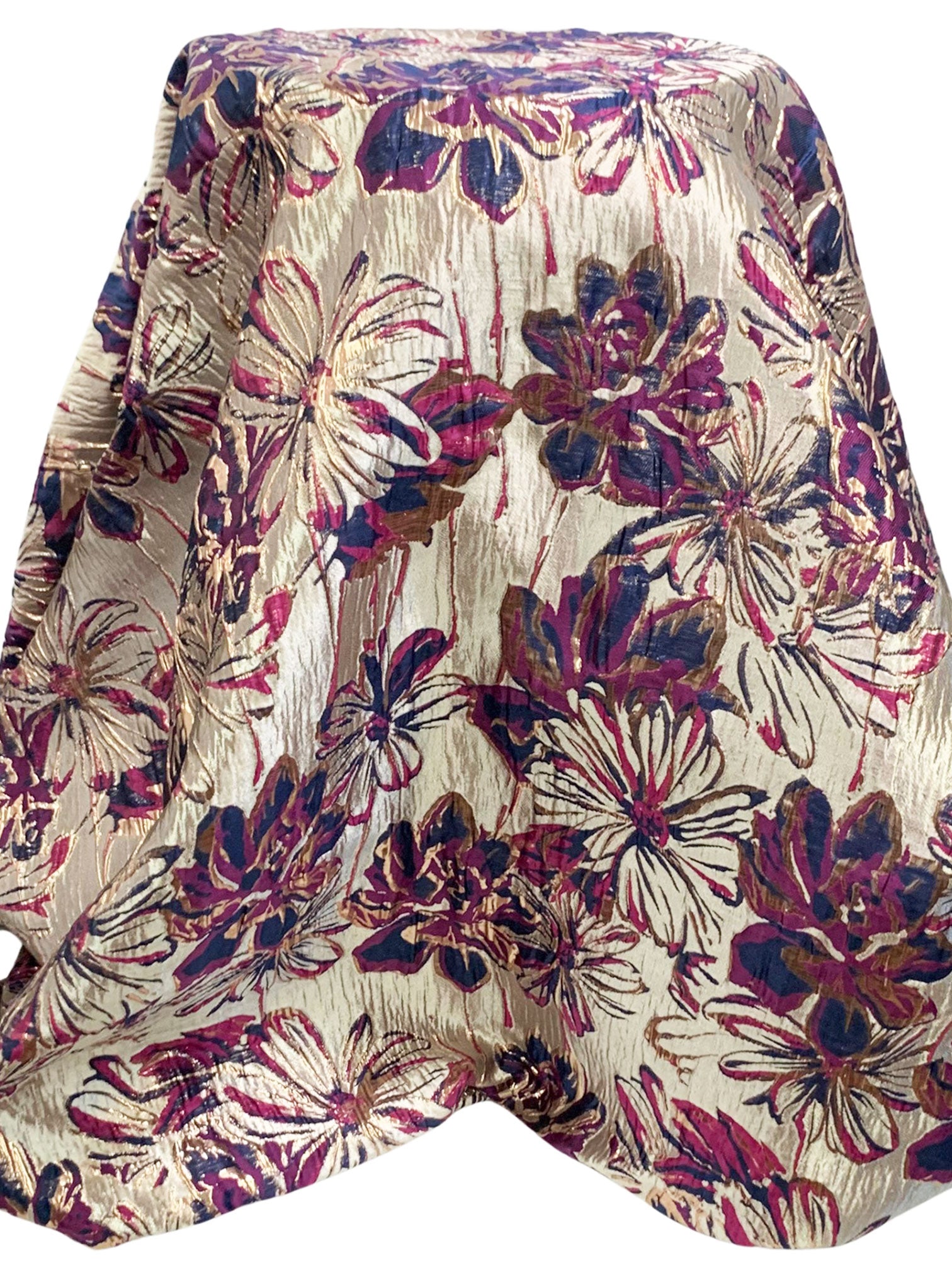 Metallic Gold/Boysenberry/Midnight Blue Polyester/Metallic Floral
