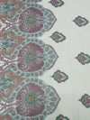 Mint/Plum/Deep Jade/Multi 100% Silk Single Border Floral Medallion Print Crinkle Chiffon 57W