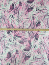 Paradise Pink/Mint/Royal Purple/Multi 100% Silk Abstract Overlapping Frond Print Crepe Chiffon 55W