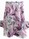 Paradise Pink/Mint/Royal Purple/Multi 100% Silk Abstract Overlapping Frond Print Crepe Chiffon 55W