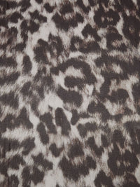 Espresso/Pale Pewter/Black 100% Silk Animal Print Crepe Chiffon 53W