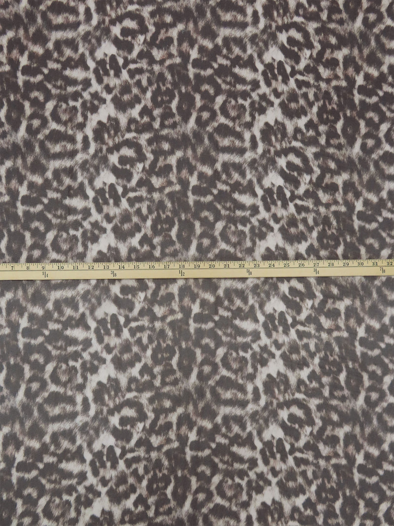 Espresso/Pale Pewter/Black 100% Silk Animal Print Crepe Chiffon 53W