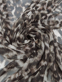 Espresso/Pale Pewter/Black 100% Silk Animal Print Crepe Chiffon 53W