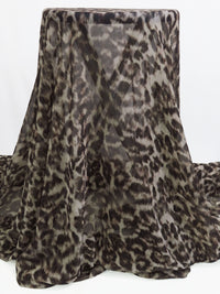 Espresso/Pale Pewter/Black 100% Silk Animal Print Crepe Chiffon 53W