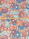 Atomic Tangerine/Cyan Cornflower Blue/Multi 100% Silk Geometric Floral Print Crinkle Chiffon 54W