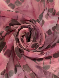 Sugar Plum/Rose Dust/Espresso/Multi 100% Silk Abstract Lattice Print Crinkle Chiffon 52W