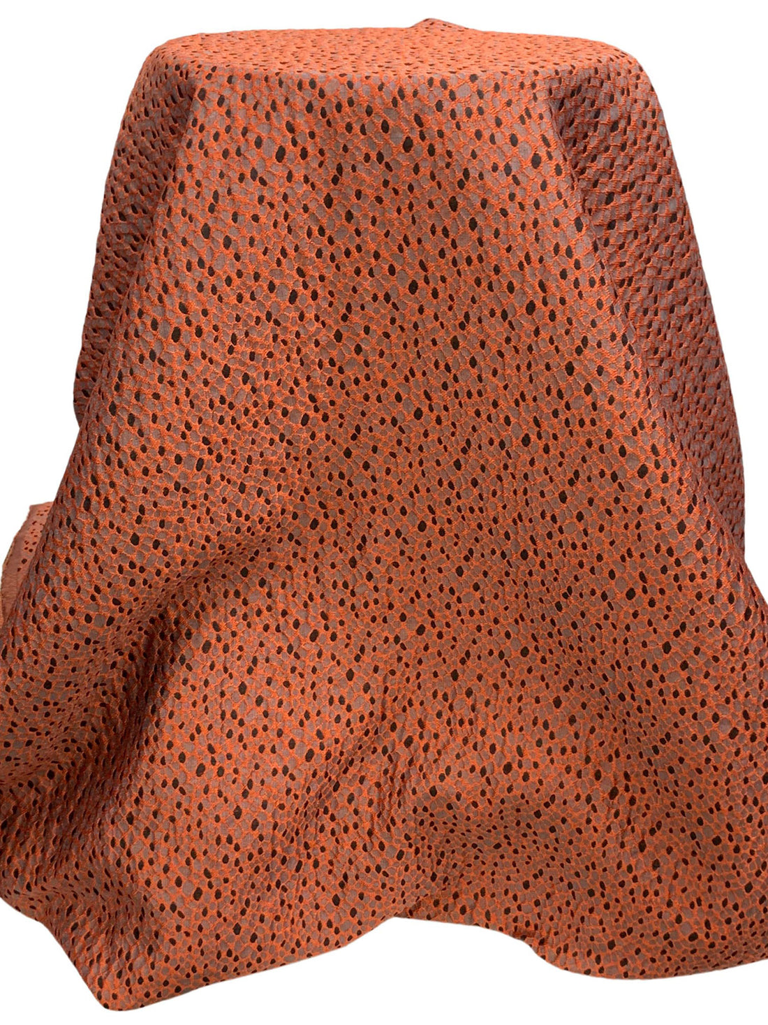Bright Copper/Black/Soft Slate Polyester/Rayon Textured Pebble Weave Jacquard - NY Designer - 56W