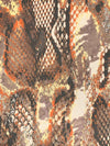 Cobblestone/Black/Medium Vermilion/Multi 100% Silk Abstract Snakeskin-Look Print Crinkle Chiffon 52W