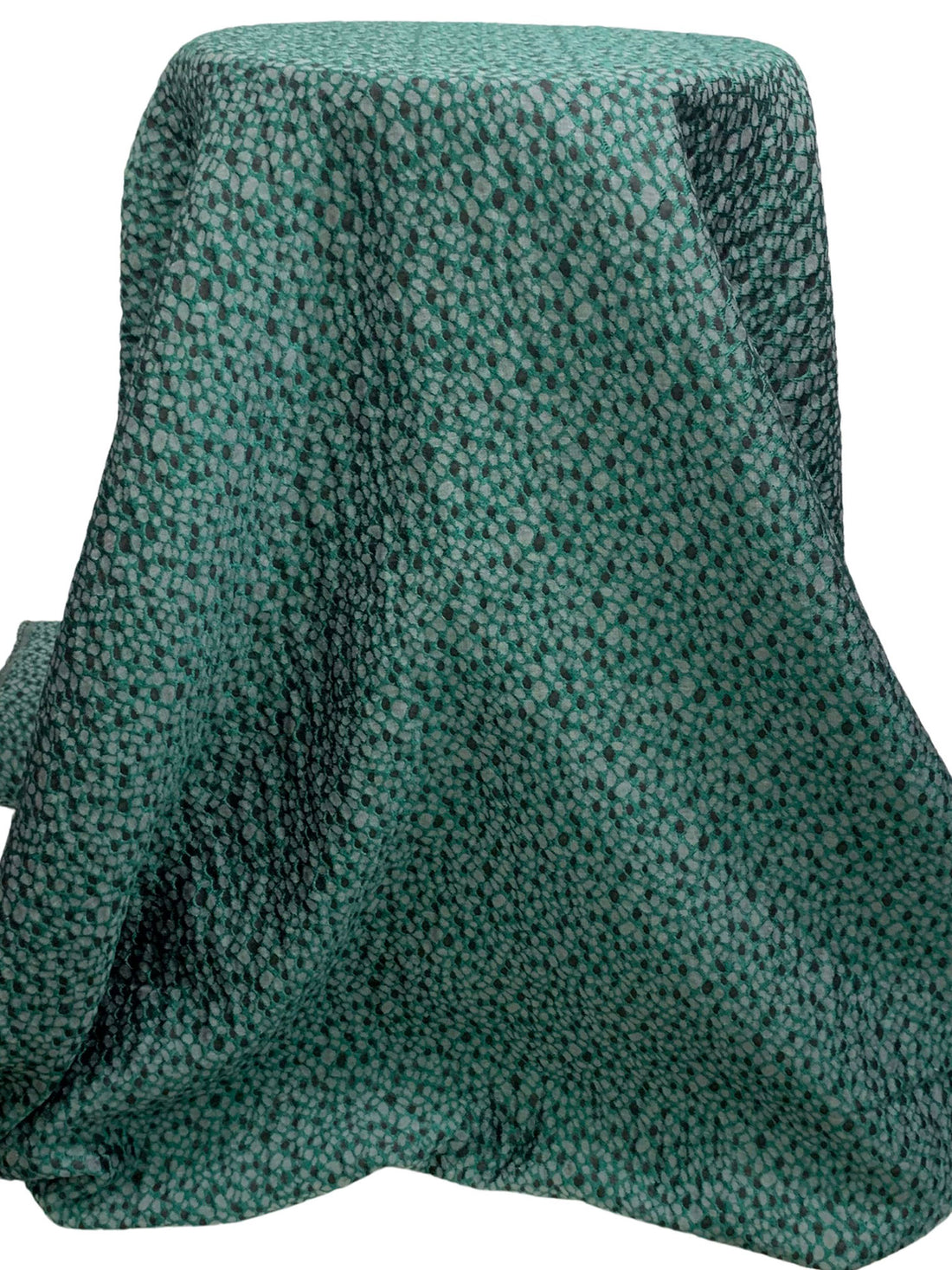 Deep Jungle Green/Black/Soft Slate Polyester/Rayon Textured Pebble Weave Jacquard - NY Designer - 56W