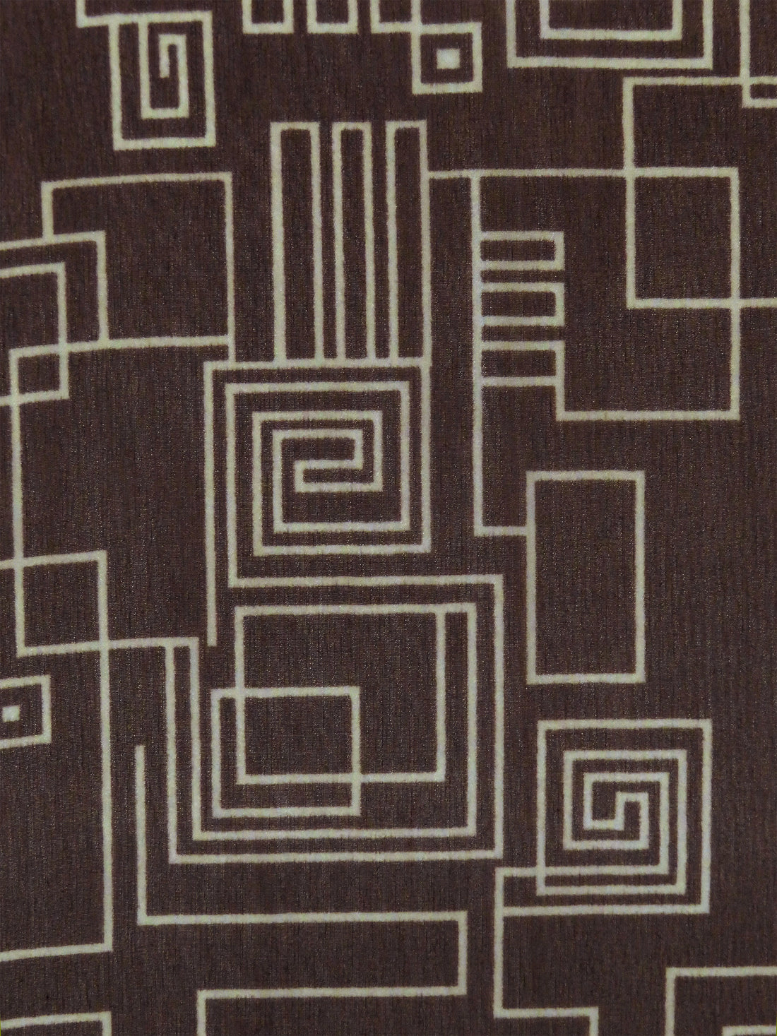 Dark Chocolate/Pale Taupe 100% Silk Geometric Lines Print Crepe Chiffon 44W