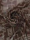 Dark Chocolate/Pale Taupe 100% Silk Geometric Lines Print Crepe Chiffon 44W