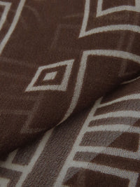 Dark Chocolate/Pale Taupe 100% Silk Geometric Lines Print Crepe Chiffon 44W