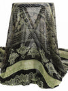 Black/Olive/Pale Stone/Multi 100% Silk Horizontal Multi Stripe Print Crepe Chiffon 53W