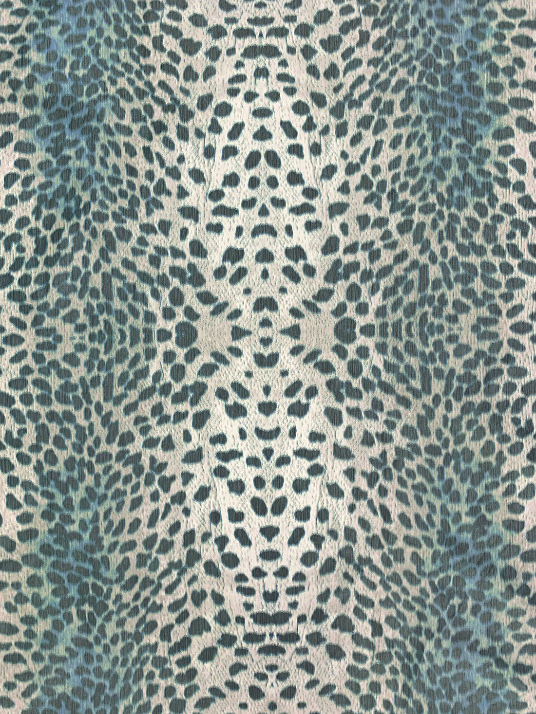 White Chocolate/Dark Lapis/Black 100% Polyester Blurred Animal Print Taffeta - NY Designer - 59W
