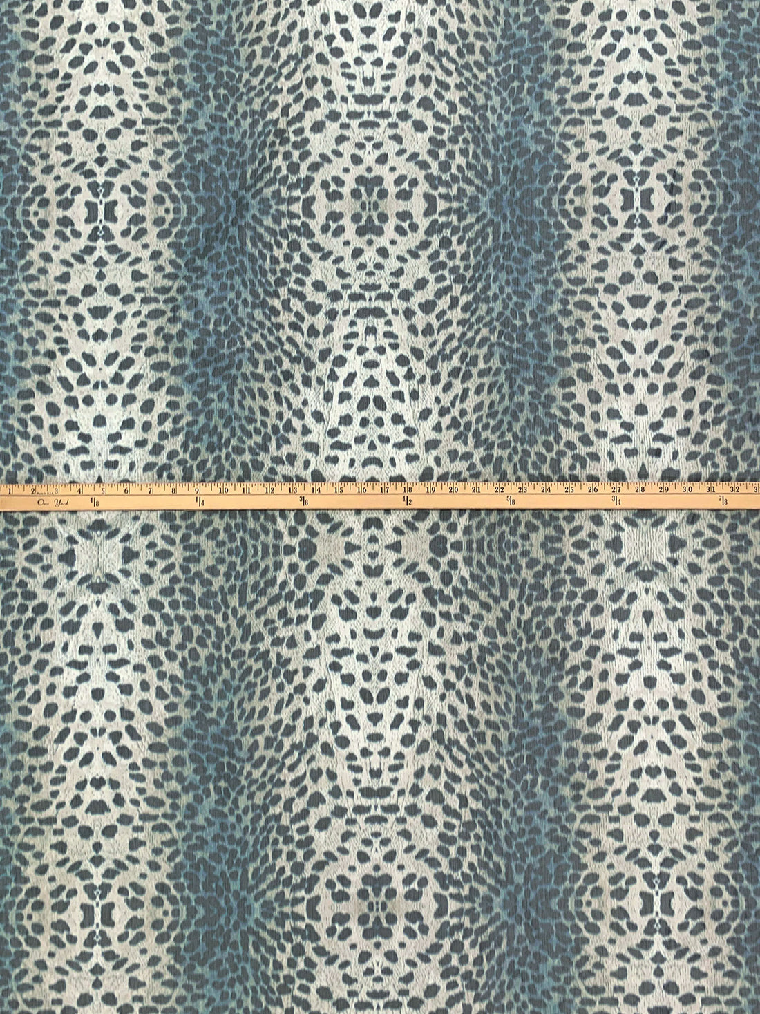 White Chocolate/Dark Lapis/Black 100% Polyester Blurred Animal Print Taffeta - NY Designer - 59W
