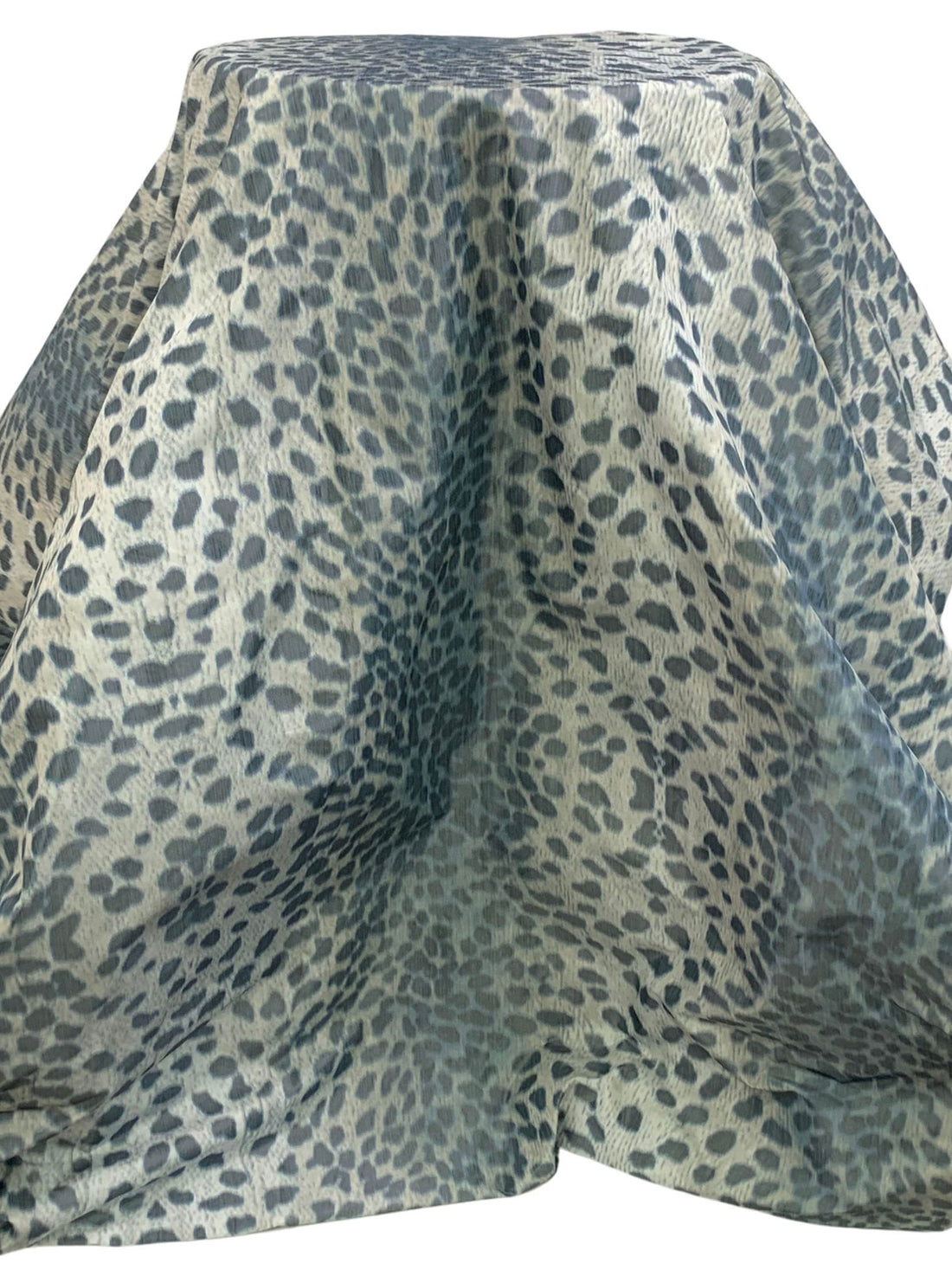 White Chocolate/Dark Lapis/Black 100% Polyester Blurred Animal Print Taffeta - NY Designer - 59W