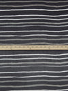 Black/White/Pale Pewter Gray 100% Silk Painterly Horizontal Stripe Print Crepe Chiffon 55W