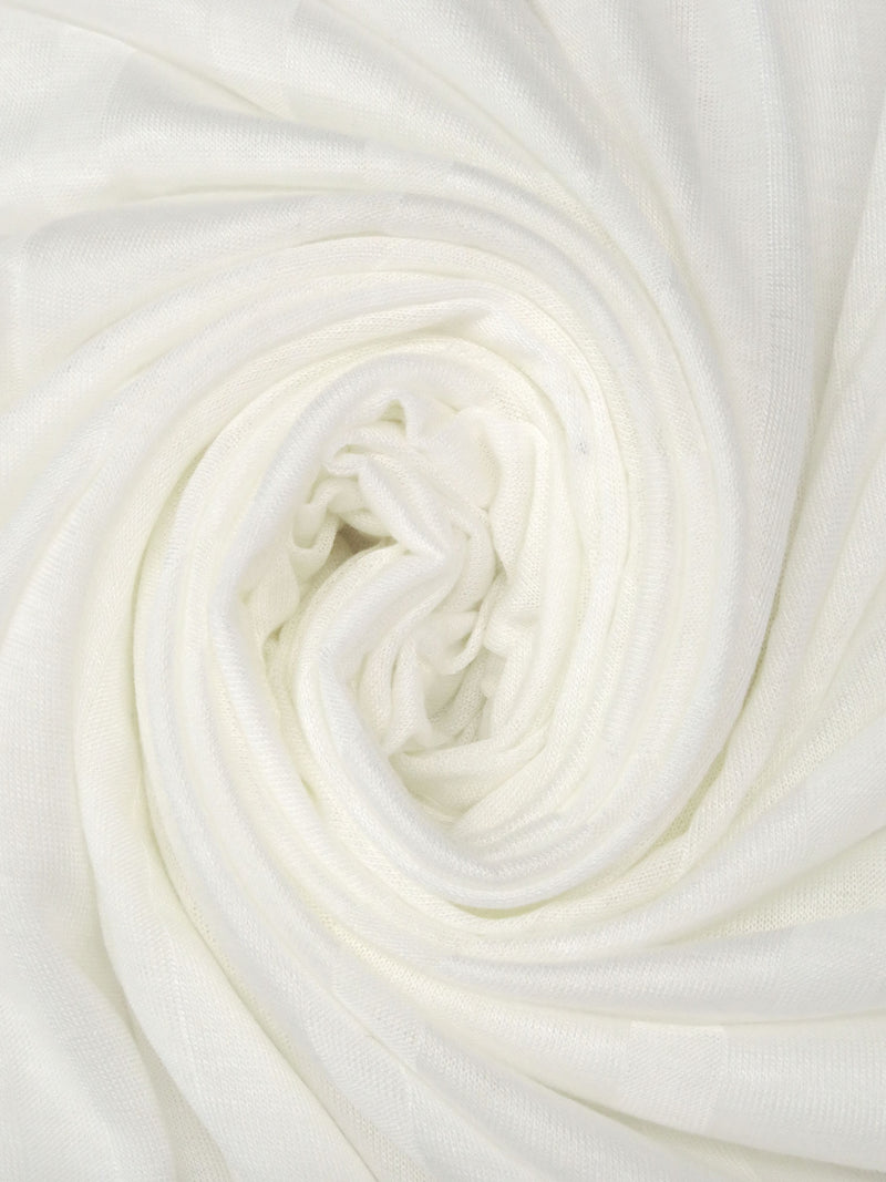 Warm White 100% Rayon Vertical Stripe Weave Tissue Jersey Knit 50W