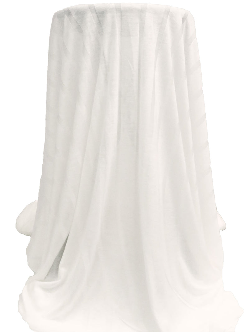 Warm White 100% Rayon Vertical Stripe Weave Tissue Jersey Knit 50W