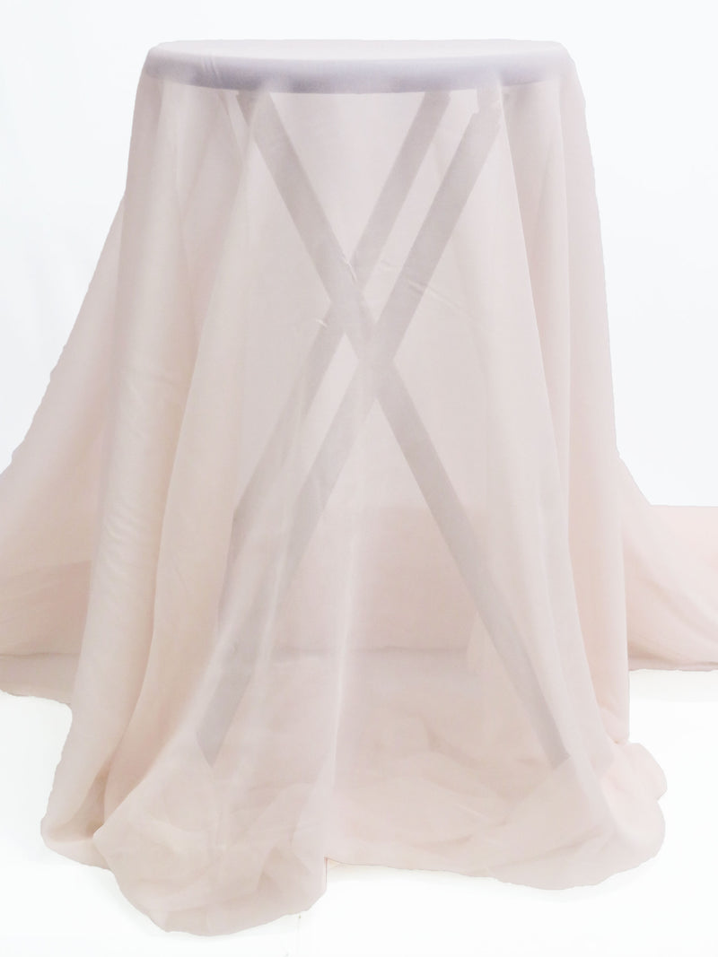 Pale Blush Pink 100% Silk Crepe Chiffon 53W