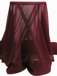 Claret Red 100% Silk Crepe Chiffon 55W