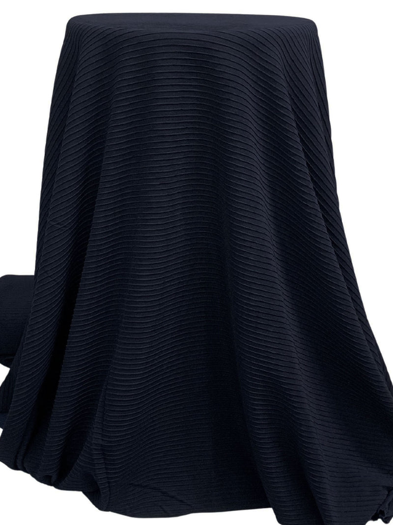 Dark Navy Polyester/Lycra Ottoman Double Knit - Famous Dress Designer - 54W
