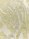 Gold/Off-White Silk/Metallic Paisley Design Chiffon 44W