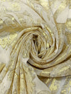 Gold/Off-White Silk/Metallic Paisley Design Chiffon 44W