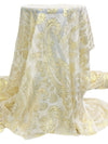 Gold/Off-White Silk/Metallic Paisley Design Chiffon 44W