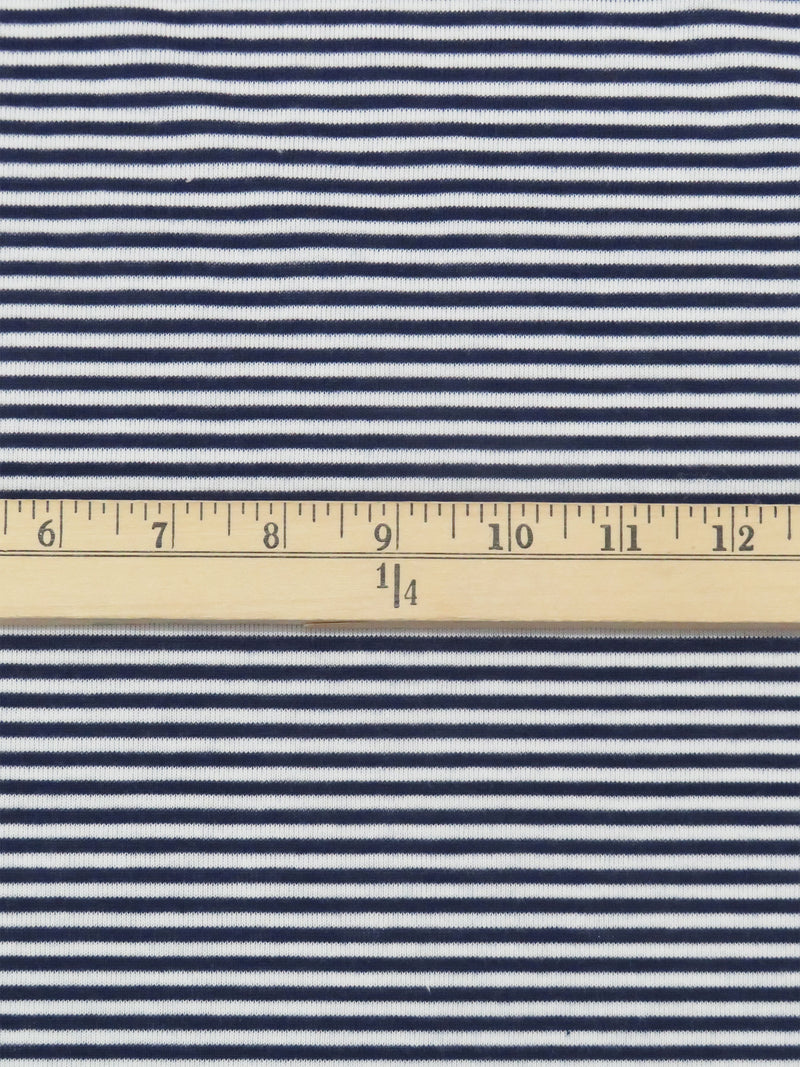 Dark Sapphire/White Cotton/Polyester Horizontal Stripe Weave Jersey Knit 60W