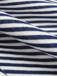 Dark Sapphire/White Cotton/Polyester Horizontal Stripe Weave Jersey Knit 60W