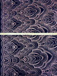 Midnight Blue/Rose Gold Acetate/Lycra Off-Set Mirrored Glitter Ornate Design Slinky Knit - NY Designer - 58W