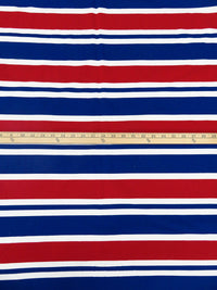 Navy/Spartan Crimson/White Cotton/Lycra Horizontal Stripe Print Jersey Knit 67W