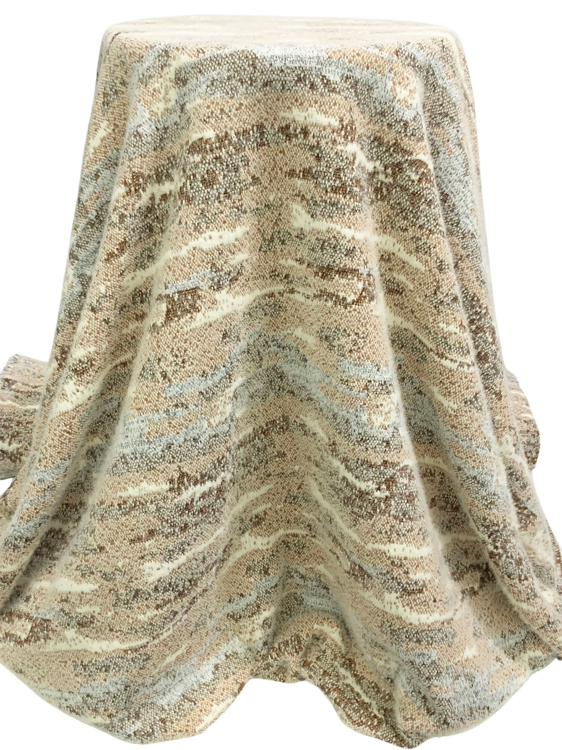 Chocolate/Antique Off-White/Bright Platinum Polyester/Lycra Abstract Design Brushed Furry Sweater Knit - NY Designer - 62W