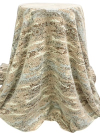 Chocolate/Antique Off-White/Bright Platinum Polyester/Lycra Abstract Design Brushed Furry Sweater Knit - NY Designer - 62W